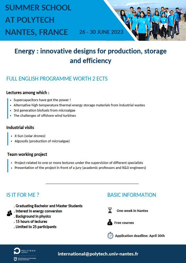 Informations about polytech nantes summmer school 